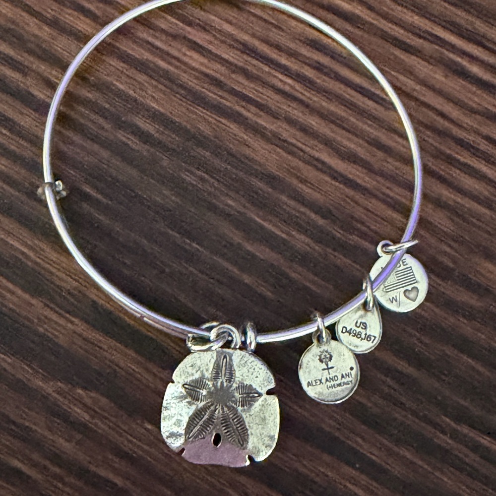 Alex and Ani Silver Sand Dollar Charm Bracelet